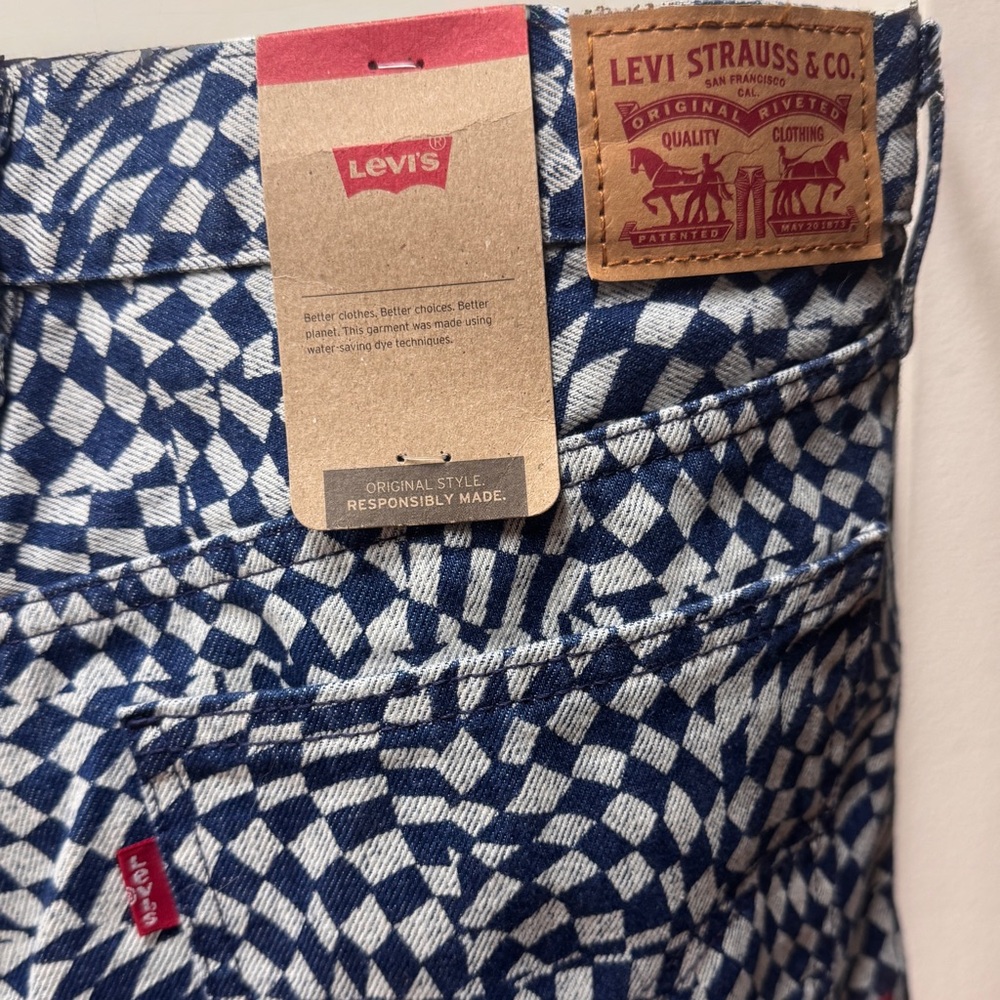 Rare Levi's Geometric Blue and light blue Middy Straight jeans